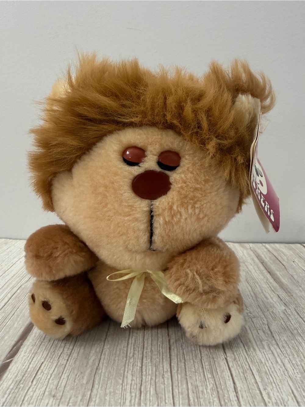 1980's Mighty Star Blushers Sleepy Lion/Bear Plush 7" Brown Stuffed Animal Toy